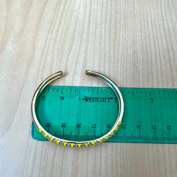 Crystals & Yellow Enamel Cuff Bangle Bracelet *NEW* - Picture 3 of 4